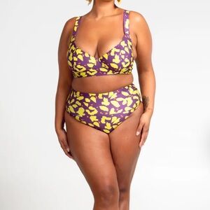 OFUURE Purple and Yellow Bikini Set